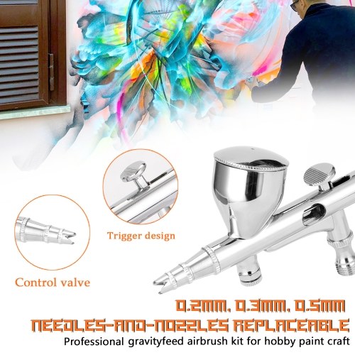 Image of ID 1266854826 Professional Airbrush Set for Model Making Art Painting with Air Compressor+Power Adapter+Airbrush+Airbrush Holder+03mmneedle+05mmneedle+03mm nozzle+05mm nozzle+G1/8 Fast-adapter+Wrench+Hose+Golden Airbrushneedle Tool+Oil-water Separator+Dro