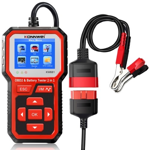 Image of ID 1266855115 KONNWEI KW681 2 in 1 Car Motrocycle Battery Tester and OBDII Diagnostic Scanner Tool