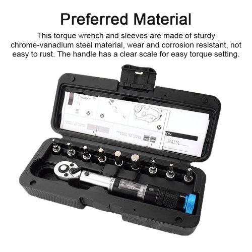 Image of ID 1266855554 11PCS 1/4 Inch 2-20Nm Preset Torque Wrench Sleeves Set Quick Release Mini Portable Adjustable Torque Wrench Household Bicycle Car Auto Repairs with Storage Box