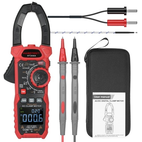 Image of ID 1266856506 HABOTEST AC Digital Clamp Meter True-RMS Multimeter Anto-Ranging Multi Tester Current Clamp with Amp Volt Ohm Diode Capacitance Resistance Continuity NCV Temperature Duty Ratio VFD Tests