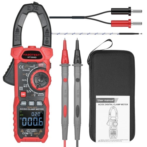 Image of ID 1266856874 HABOTEST AC/DC Digital Clamp Meter True-RMS Multimeter Anto-Ranging Multi Tester Current Clamp with Amp Volt Ohm Diode Capacitance Resistance Continuity NCV Temperature Duty Ratio VFD Tests