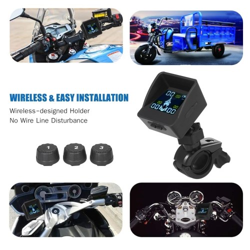 Image of ID 1266862575 Tire Pressure Monitoring System TPMS Wireless Smart Tire Monitor with 3 External Sensors Sunshade Auto Tyre Alarm for Tricycle 3 Wheeler