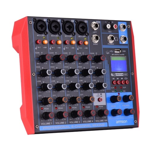 Image of ID 1266866401 ammoon AG-6 Portable 6-Channel Mixing Console Digital Audio Mixer