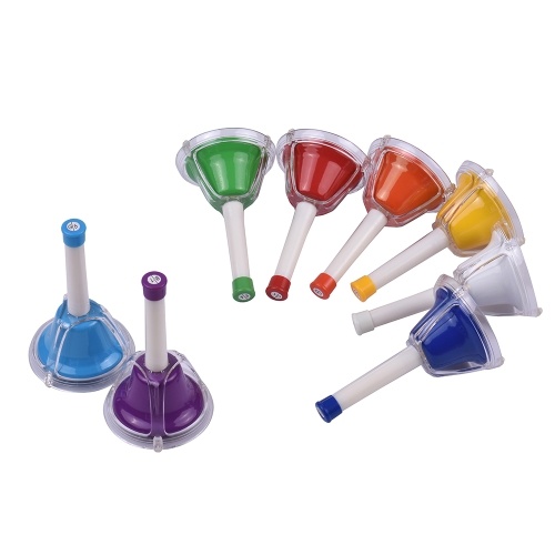 Image of ID 1266866620 8 Note Diatonic Metal Bell Colorful Handbell Hand Percussion Bells Kit Musical Toy for Kids Children for Musical Learning Teaching