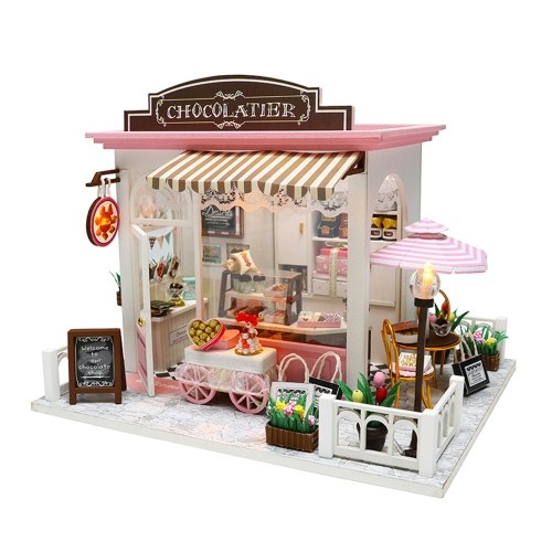 Image of ID 1266873708 Dollhouse Miniature DIY Mini House Kit with Led Lights and Furniture for Gift Set
