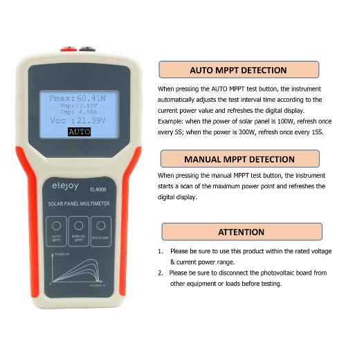Image of ID 1266874791 EL400B Upgrades Handheld Portable Photovoltaic Panel Power Supplys Multimeter Auto Manual MPPT Detection with LCD Display Screen