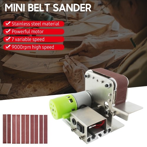 Image of ID 1266879309 Mini Belt Sander Electric Sanding Polishing Grinding Machine 7 Variable Speed with 10 Sanding Belts for Polishing Wood Acrylic Metal