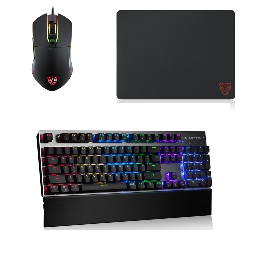 Image of ID 1266882127 Motospeed V30 Wired Optical USB Gaming Mouse + CK108 104 Keys Mechanical Gaming Wired Keyboard Blue Switch + 3D P40 Super Smooth Silica Gel Mouse Pad