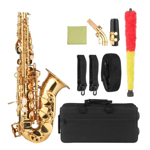 Image of ID 1266882315 ammoon Bb Soprano Saxophone Gold Lacquer Brass Sax with Instrument Case