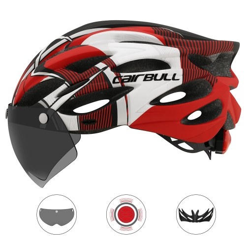 Image of ID 1266882420 CAIRBULL Cycling Helmet Ultralight Breathable With TailLight Removable Visor Goggles Mountain Road Bike Helmet Safety Cap 230g Suitable for 54-61CM Head Circumference