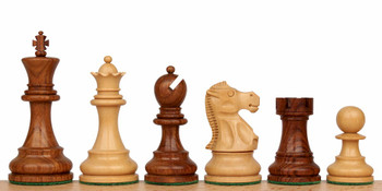Image of ID 1272437544 Deluxe Old Club Staunton Chess Set Golden Rosewood & Boxwood Pieces - 375" King