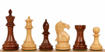 Image of ID 1272437564 Fierce Knight Staunton Chess Set Golden Rosewood & Boxwood Pieces - 4" King