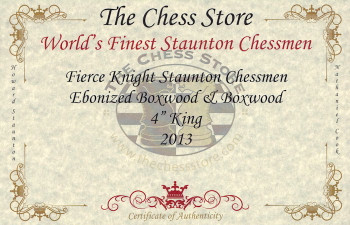 Image of ID 1272437565 Fierce Knight Staunton Chess Set with Ebonized & Boxwood Pieces - 4" King