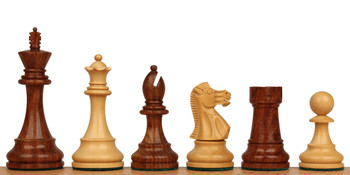 Image of ID 1280028136 British Staunton Chess Set Golden Rosewood & Boxwood Pieces - 4" King