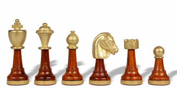 Image of ID 1282106019 Italian Arabesque Staunton Metal & Wood Chess Set with Elm Burl Chess Case