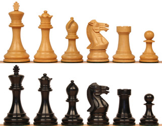 Image of ID 1282849059 Old English Classic Chess Set with Ebonized & Boxwood Pieces - 39" King