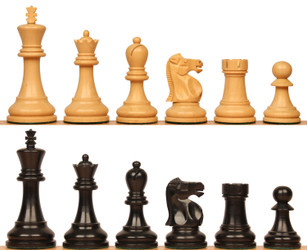 Image of ID 1284232097 Reykjavik Series Chess Set with Ebony & Boxwood Pieces- 375" King