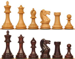 Image of ID 1284428795 Old English Classic Chess Set with Rosewood & Boxwood Pieces - 39" King