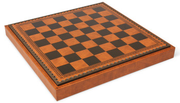 Image of ID 1291437842 Brown & Black Leatherette Chess Board & Tray - 1375" Squares