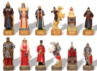 Image of ID 1293531095 Russians & Mongols Hand Painted Theme Chess Set