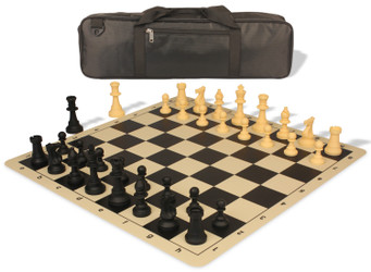 Image of ID 1298002891 Standard Club Carry-All Silicone Chess Set Black & Camel Pieces with Silicone Board - Black