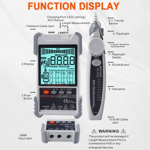 Image of ID 1299280567 Handheld Portable 2in1 Network Cable Tester Multimeter LCD Display with Backlight Analogs