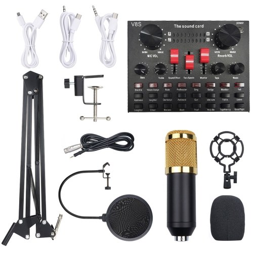 Image of ID 1299280878 Multi-functional Live Sound Card BM800 Microphone Set Audio Recording Equipments (Black & Gold)