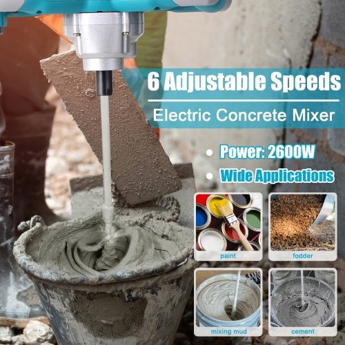 Image of ID 1299280976 2600W Electric Concrete Mixer Portable Handheld Concrete Cement Mixer 6 Speeds Adjustable Mixing Machine Thinset Mortar Grout Plaster Paint Stirring Tool