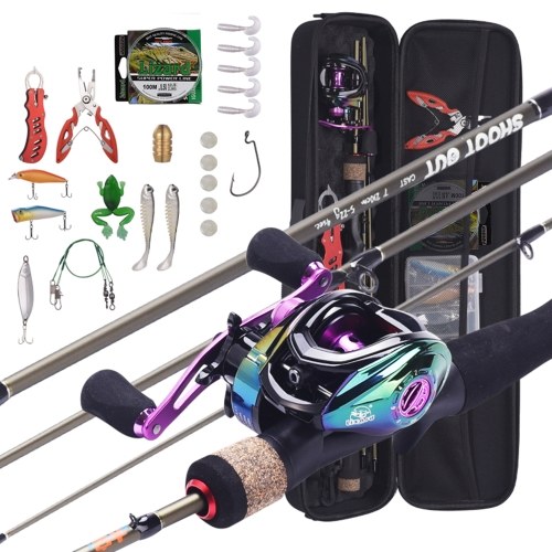 Image of ID 1299282212 lizard 198m Portable Fishing Rod + Baitcasting Reel Fishing Wheel Hard Soft Lure Line Fishing Tackle Bag Set