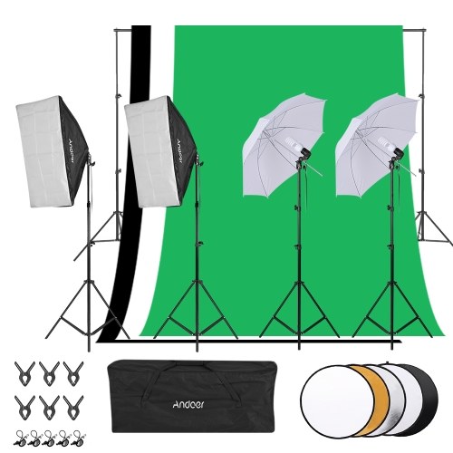 Image of ID 1299282500 Andoer Photography Kit 18m*27m Black White Green Cotton Backdrops