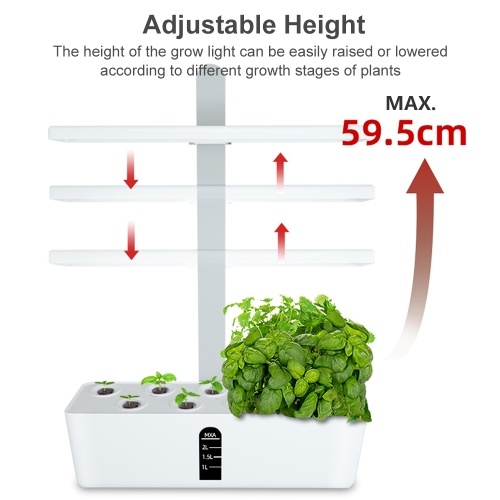 Image of ID 1300837315 Smart Hydroponics Growing System Indoor Herb Garden Kit 9 Pods Automatic Timing with Height Adjustable 15W LED Grow Lights 2L Water Tank Smart Water Pump for Home Office Kitchen