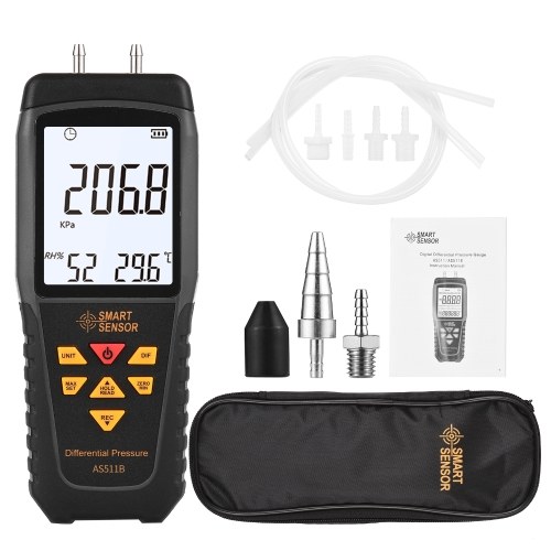 Image of ID 1300837670 SMART SENSOR AS511 Digital Differential Pressure Gauge -3998~3998KPA Manometer Dual Port Air Gas Pressure Tester