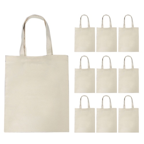 Image of ID 1300837958 10PCS Canvas Bag Handbag Large Capacity Solid Color Foldable Reusable Lightweight Shopping Bag Cloth Bag Tote Bag