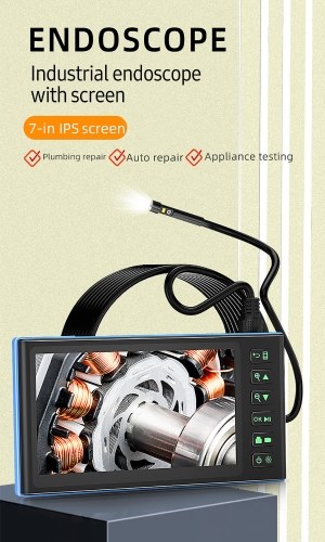 Image of ID 1300841446 Dual Camera Endoscope with 7-inch IPS Color Screen Borescope with 6 LED Lights 1080P Photos Videos Snake Camera IP67 Waterproof 2 Million Pixels Inspection Camera with TF Card Slot