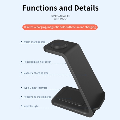 Image of ID 1300843084 Intelligent 3-in-1 Wireless Magnetic Charger Stand QI Fast Charging Dock Station