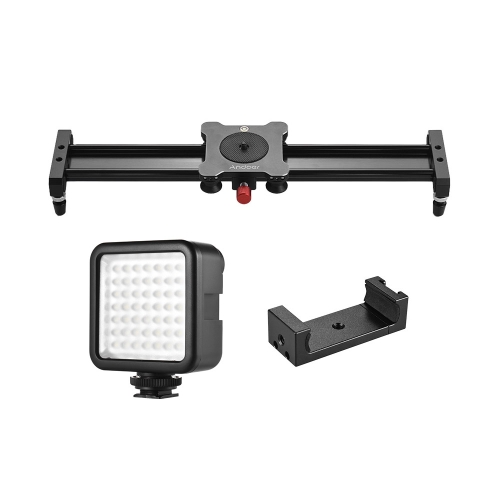 Image of ID 1300843410 Andoer 40cm/157inch Aluminum Alloy Video Slider Track Rail Stabilizer with LED Light/ Phone Tripod Mount