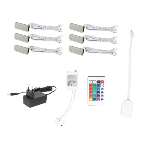 Image of ID 1300843451 RGB LED Clip On Glass Shelf Lighting Under Cabinet Night Lights Kit for Glass Edge Shelf with Remote Control