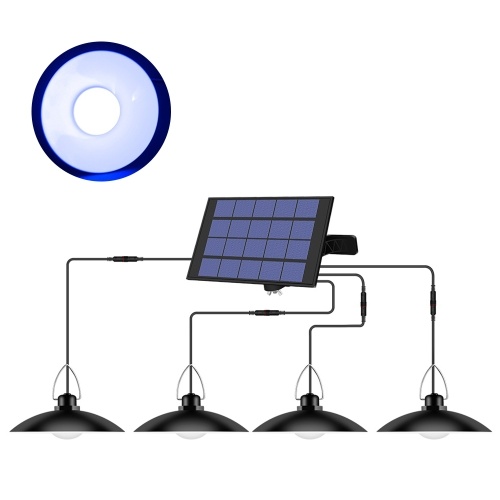 Image of ID 1300844710 Solar Powered Pendants Light with Adjustable Panel Auto ON/OFF Lighting Sensor IP65 Water-resistant Hanging Lamp - 4 Head