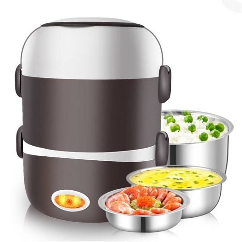 Image of ID 1300853754 Electric Lunch Box Three layers Stainless Steel Heating Rice Office Worker Plug In Electric Heating Thermal Insulation Lunch Box