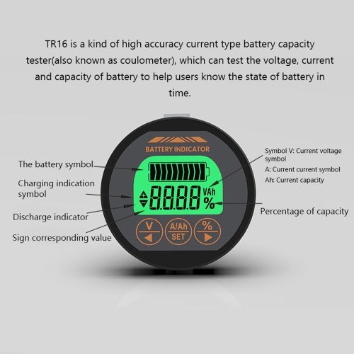 Image of ID 1300854385 TR16 8-120V Waterproof Battery Capacity Tester Voltage Current LCD Display with Memory Function