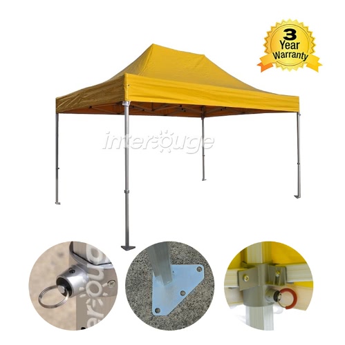 Image of ID 1300857298 Folding Tent PRO Series 50mm Aluminium Structure in PVC 520g/m2 Tarpaulin 3x45m  for Professional Needs or Daily Use Yellow