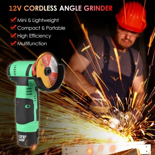 Image of ID 1300860283 12V Cordless Angle Grinder Tool Kit Portable Lithium Electric Angle Grinder 19500rpm Mini Rechargeable Power Cutter with 2pcs Batteries 2pcs Grinding Discs for Grinding Polishing Cutting Rust Removing