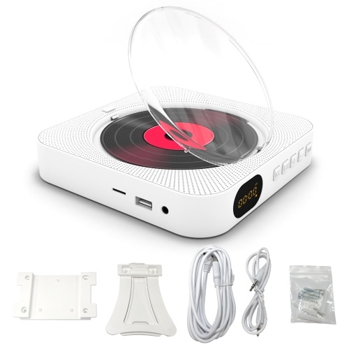 Image of ID 1300860320 KC-909 Portable CD Player Built-in Speaker Stereo CD Players with Double 35mm Headphones Jack LED Screen Wall Mountable CD Music Player with IR Remote Control Supports CD/BT/FM/TF Card/AUX