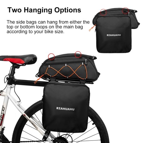 Image of ID 1300860907 3-in-1 Bike Rack Bag Trunk Bag Waterproof Bicycle Rear Seat Bag Cooler Bag with 2 Side Hanging Bags