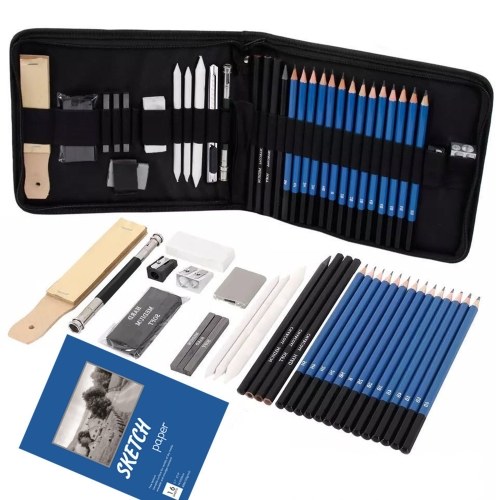 Image of ID 1300861364 95-Piece Professional Drawing Pencils and Sketch Set Includes Oil Colored Pencil Sketch Charcoal Graphite Pencil Sharpener Eraser Storage Bag Art Supplies Gift for Children Adults Artist Drawing Coloring Sketching Calligraphy