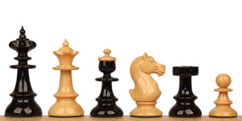 Image of ID 1302922912 Vienna Coffee House Series Chess Set Black & Boxwood Lacquered Pieces - 4" King