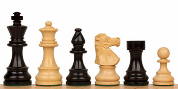 Image of ID 1302922927 French Lardy Staunton Chess Set with Ebonized & Boxwood Pieces - 325" King