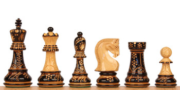 Image of ID 1306570360 Zagreb Series Decorative Chess Set with Burnt Boxwood Pieces - 3875" King