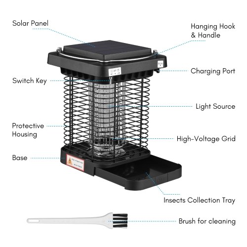 Image of ID 1309827450 Outdoor Solar Powered Bug Killer Zapper High Powered Electric Mosquito Insect Fly Trap IP65 Waterproof with LED Light