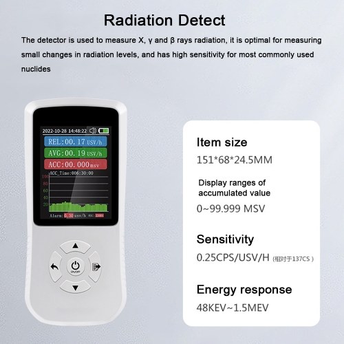 Image of ID 1309828311 Handheld Electromagnetic Radiations Detector Geiger Counter Nuclear Radiation Tester with 28inch TFT Color Display Screen